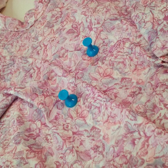 Vintage 60s Handmade Floral Blouse Top S-6 Mockneck LSL Metal Back-Zip Polyester - Picture 8 of 11